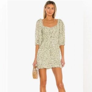 MINKPINK Sage Green Ruched Dress LARGE NWT